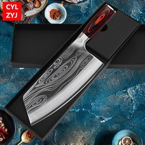 8 inch Kitchen Knife Stainless Steel Chef Knife Set Meat Chopping Cleaver Slicing Vegetables Chinese Chef Knife With Gift Box