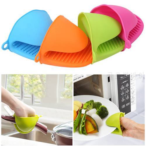 1PC Thicken Silicone Gloves Oven Heat Insulated Finger Gloves Cooking Microwave Non-slip Gripper Pot Holder Kitchen Baking Tool