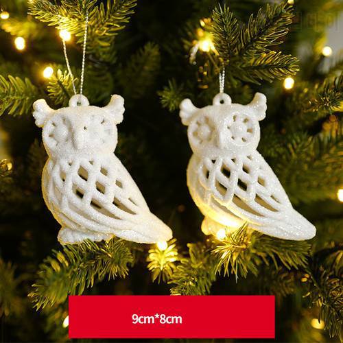 Christmas Tree Pendant White Pendant Cartoon Feather Elf Owl Merry Christmas Decoration For Home Xmas Gifts Ornaments Navidad
