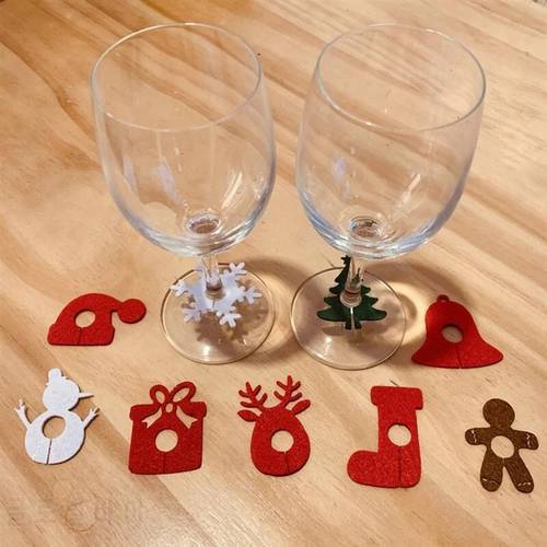 10PCS/Lot Christmas Wine Glasses Decoration Xmas Party Dinner Champagne Glasses Felt Ornaments Decor New Year Christmas Supplies