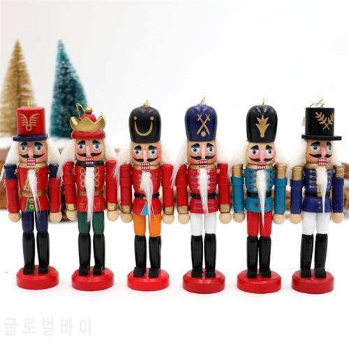 6Pcs Christmas Wooden Nutcracker Doll Soldier Miniature Figurines Vintage Handcraft Puppet New Year Ornaments Home Decor