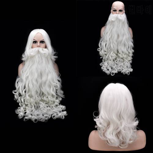60/80cm Christmas Santa Claus Beard Wig False Beard Wig Role Plays Skin-friendly Wearing High Temp Fiber Beard