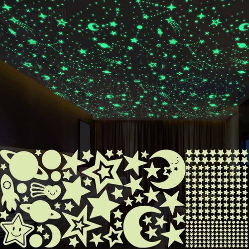 3D Luminous Decal Fluorescent Bubble Sticker, Glow In Dark Moon Universe, Stars Dots Wall Art,Bedroom Ceilling Home Decoration