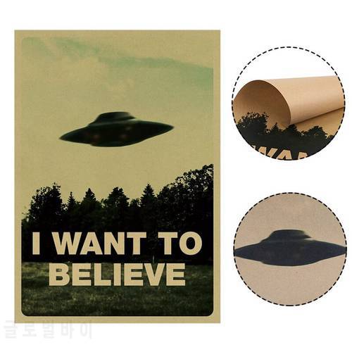 UFO TV Series Print Kraft Painting Decorative Picture Home Decor I WANT TO BELIEVE - The X Files Art Silk Or Kraft Poster