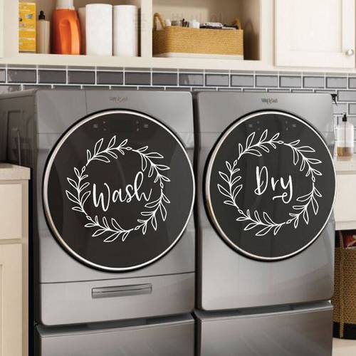 Laundry Room Front Loader Decal Set Wall Sticker Quotes Wash Dry Wreaths Farmhouse Laundry Room Decoration Vinyl Art Murals