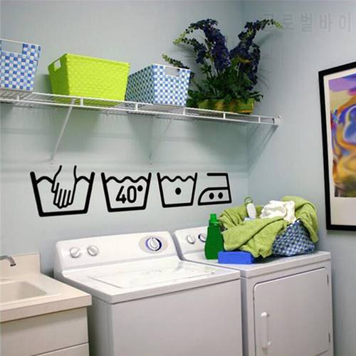 Vinyl Laundry Room Bathroom Wall Stickers Reminder Tag Wall Decals washing machine Furniture Stickers DIY Removable Waterproof