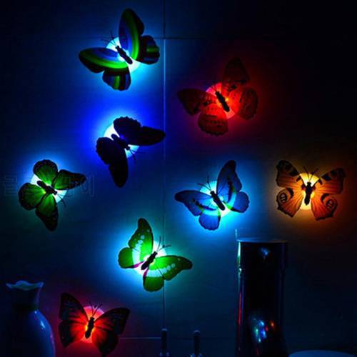 Color Changing Cute Butterfly Glow In The Dark LED Night Light Wall Luminous Stickers Home Room Desk Wall Decor