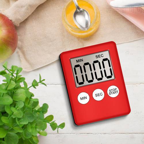 Mini LCD Digital Display Kitchen Timer Square Kitchen Countdown Alarm Magnet Clock Cooking Count Up Sleep Stopwatch Clock Timer