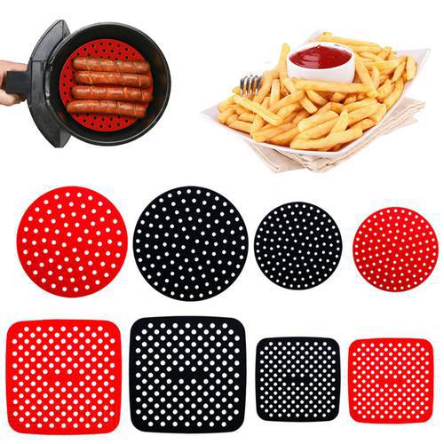 Air Fryer without oil Liners Reusable Silicone Non-Stick Air Fryer Mat Steamer Pad Parchment Paper Easy to Clean Round/Square