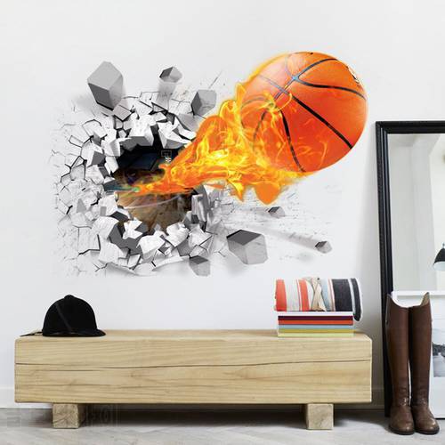 3D Basketball Fire Wall Stickers Manufacturers Wholesale Environmental Stickers Creative New Home Decoration Floor Delightful