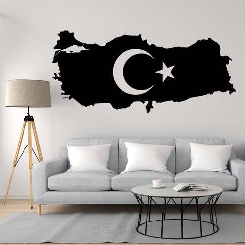 Turkey Flag Map Wall Art Decal Flag Vinyl Sticker Home And School Decoration Removable A003209