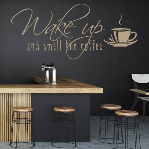 Smell The Coffee Food Drink Quote Wall Sticker Kitchen Waterproof Decal Wallpaper Murals CK26