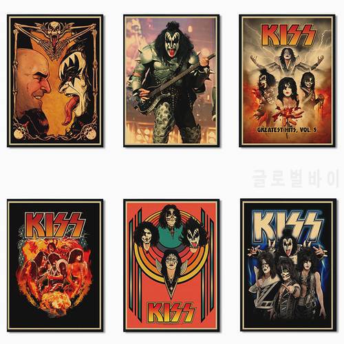 Kiss band Kraft Paper Poster music team star classic decorative painting retro poster
