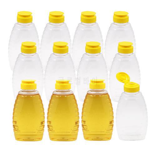 500g Honey Bottle Transparent Thickened Plastic Bottle Portable Honey Squeeze Bottle Jam Ketchup Sub-Bottle