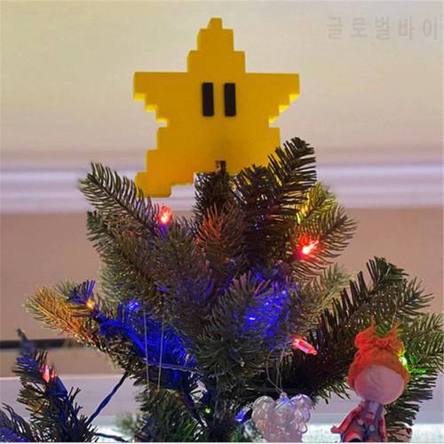 Pixel Star Christmas Tree Topper 3D Star Shape Tree Topper Decor for Christmas Tree Christmas Party Decorations 2022 Navidad