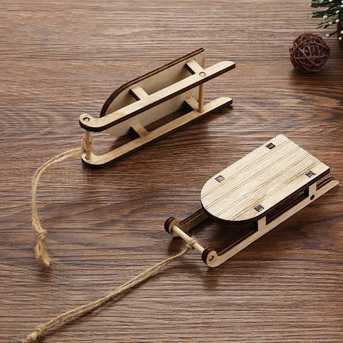 Creative Practical Xmas Sled Mini Sleighs Sleighs For Hanging Decoration Christmas Wooden Mini Sleighs Tabletop Sleighs
