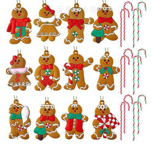 12Pcs Gingerbread Man Ornaments for Christmas Tree Tall Christmas Gingerbread Hanging Plastic Gingerbread Figurines Ornaments