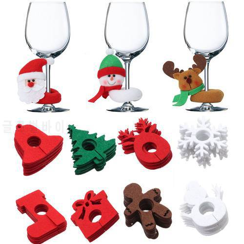 1/10Pcs Christmas Wine Glass Pendants Santa Claus Elk Table Decor Cup Decoration Rings Christmas Cup Ring New Year Supplies