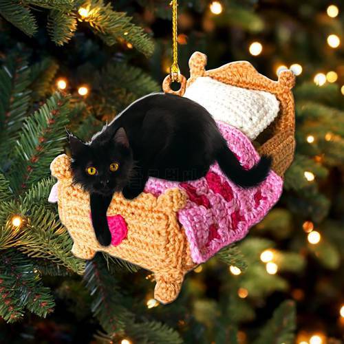 2022 New Year Gift Christmas Cat On The Sofa Pendant Home Hanging Pendant Xmas Tree Ornament Christmas Decorations Navidad
