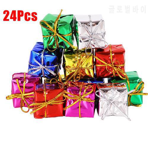 24Pcs Small Christmas Gift Box Delicate Christmas Tree Ornaments Christmas Tree Decoration For Party Festival Random Color