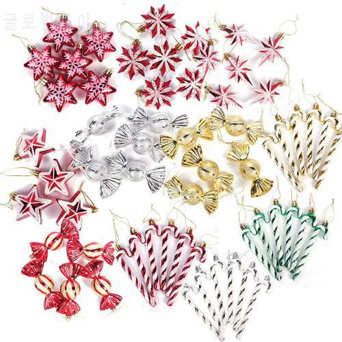 Christmas Tree Hanging Candy Cane Snowflake Shape Christmas Decoration For Home Navidad New Year Xmas Gifts 2022 Pendant Crutch
