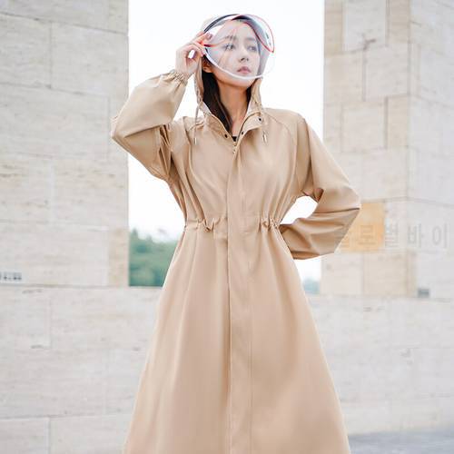 Women Long Fashion Raincoat Poncho Waterproof Coat Rain Coat Dress Travel Foldable Impermeable Hombre Lluvia Rainsuit LL50UM