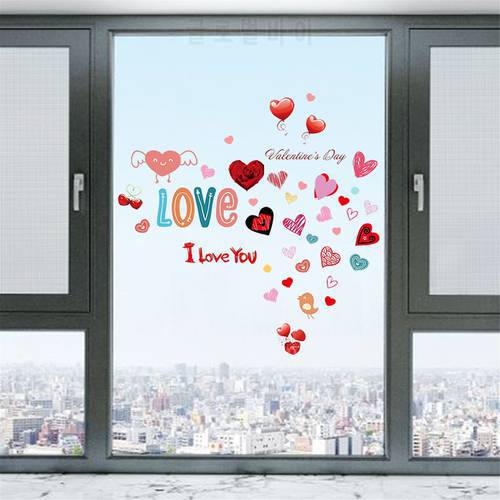 KAKUDER Color love heart Sticker Valentine&39s Day self-adhesive Window Sticker Refrigerator Decor vinilo decorativo pegatinas New