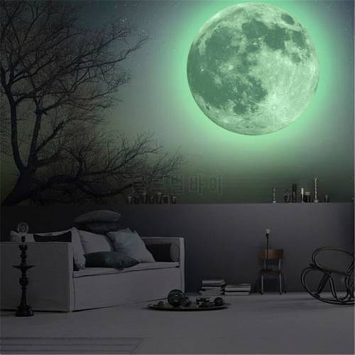 Hot Sale Aesthetic 3D Luminous Glow In The Dark Moon Wall Sticker Removable Decoration Fluorescent Sticker Home Room RERI889