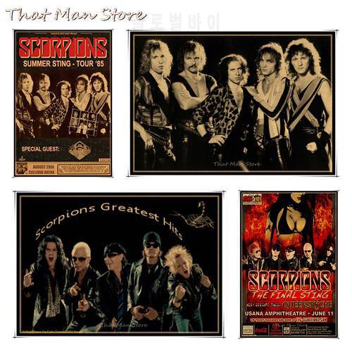Scorpions Vintage Retro rock band music Guitar Matte Kraft Paper Poster Wall Sticker Home Decora 30*21cm