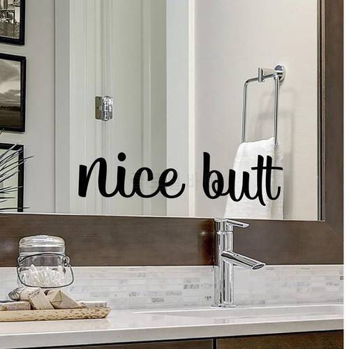 Nice Butt Bathroom Mirror Sticker Decal Funny Bath Toilet Nice Butt Wall Decal Sticker Restroom Vinyl Home Decor