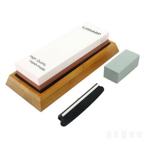 Premium Whetstone Knife Sharpening Stone 2 Side Grit 1000/6000 Waterstone Sharpener With NonSlip Bamboo Base and Angle Guide
