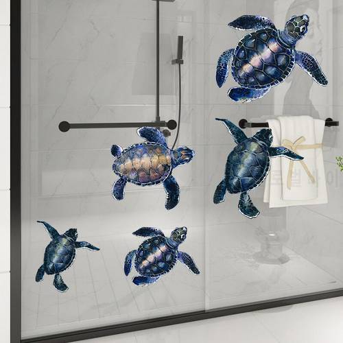Sea Animals Turtle Wall Decals Vinyl Home Decor Bathroom Washroom Art Nautical Decoration Marine Ocean Wallpaper Murals