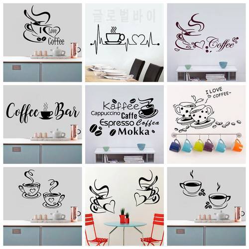 Coffee Vinyl Wall Sticker Home Decor For Kitchen Living Room Coffee Shop Decoration Wall Decal Home Decor