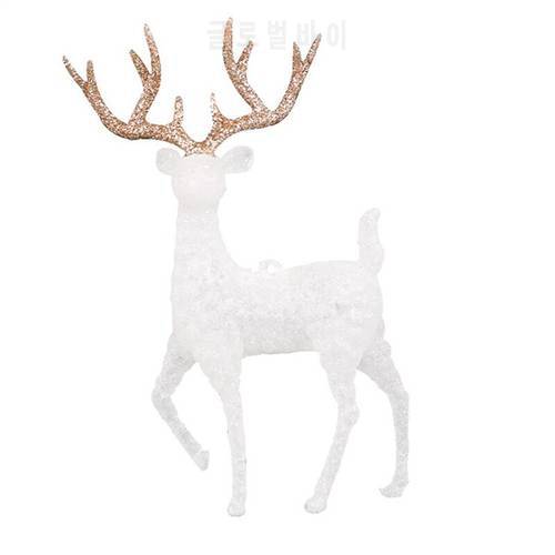 1PC Crystal Deer Christmas Forest Elk White Flash Gold Dessert Table Decor Merry Christmas deer cake ornaments