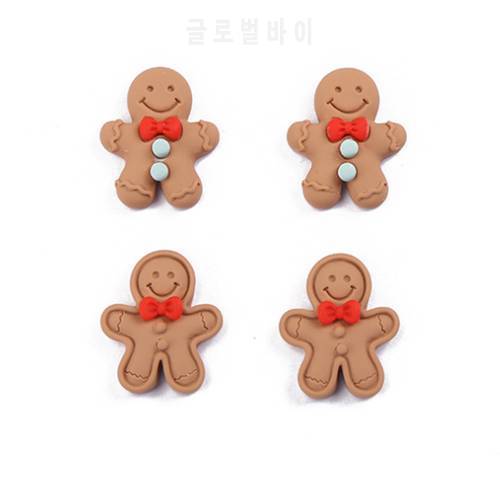 10pcs Korea Cute Gingerbread Man Ornaments DIY Funny Jewelry Hair Accessories Christmas Decoration 2022 New Year Gift Navidad
