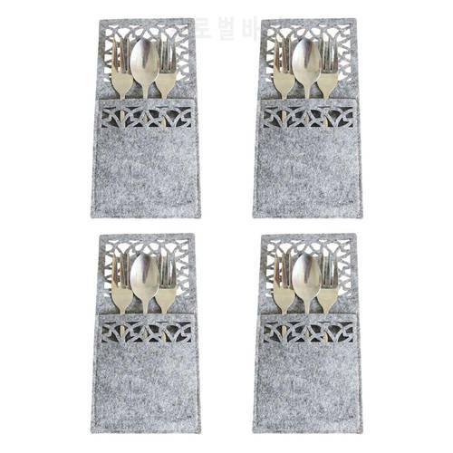 4PCS Christmas Cutlery Tableware Bags Rectangular For Cutlery Set Forks Knives Decor Knives Holder Silverware Bags Xmas Decor