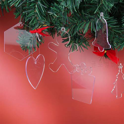 10PCS Acrylic Clear Christmas Baubles Round Sheet DIY Craft Christmas Tree Hanging Decoration Ornament Festival Holiday Supply