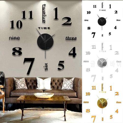 Frameless Diy Wall Mute Clock 3d Mirror Surface Sticker Home Office Decor 12-hour Display Wall Clock With Time Mark 50x50cm