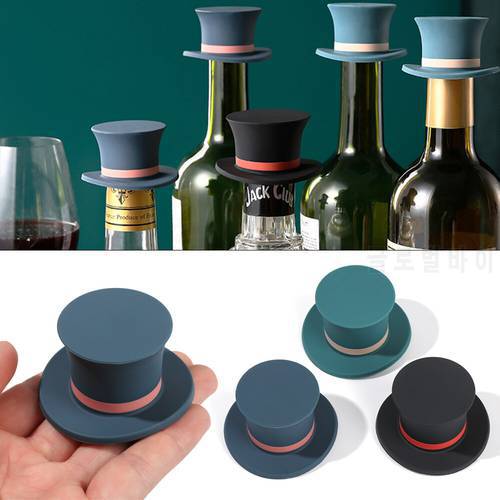 1Pc Hat Shape Silicone Wine Stopper Reusable Vacuum Sealed Creative Wine Storage Cap Plug Champagne Household Bar Kitchen Tool