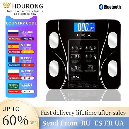 Bathroom Scale Bluetooth Smart Weight Scale Human Health Analyzer High Strength Tempered Glass Kitchen Scale LED Display