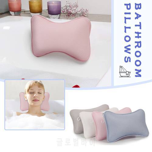 Non-slip Cushioned Bath Tub Spa Pillow 3d Mesh Spa Bathtub Head Rest Pillow With Suction Cups For Neck Back Bathroom Supply