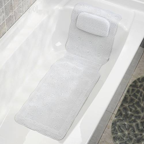 Non Slip BathTub Mat Suction Cup Bath Tub Pillow Long SPA Pillows Neck Cushion Hangable Bathroom Accessories Household Supplies