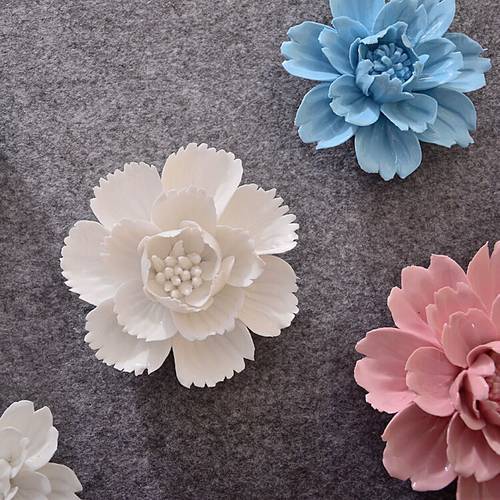 Creative 3D Creative Ceramic Flowers Home Wall Hanging Artificial Flower Ornaments Decoration Living Room Wall Background Murals