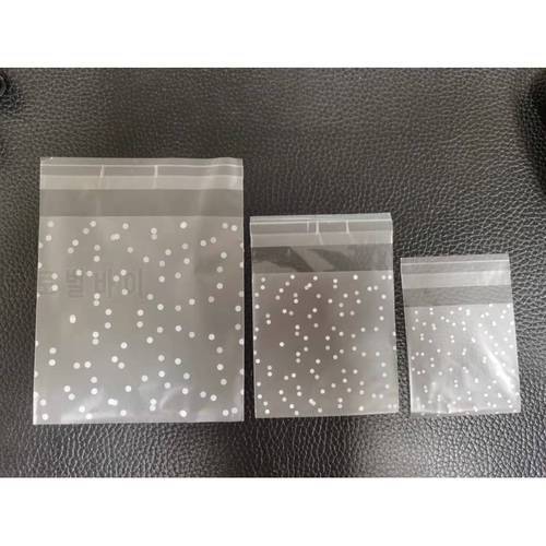 100pcs Translucent dots Plastic cookie packaging bags cupcake wrapper self adhesive bags Dustproof Reclosable Candy Cookie bag
