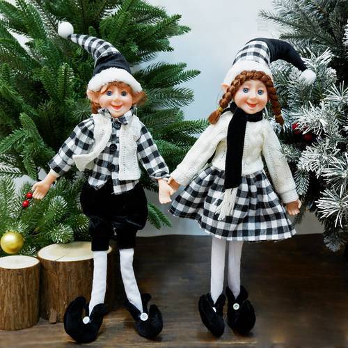 2 Pcs Christmas Elf Couple Doll Decoration Home Christmas Tree Decor Pendant Ornaments Elves Gorgeous Toy New Year Navidad Natal