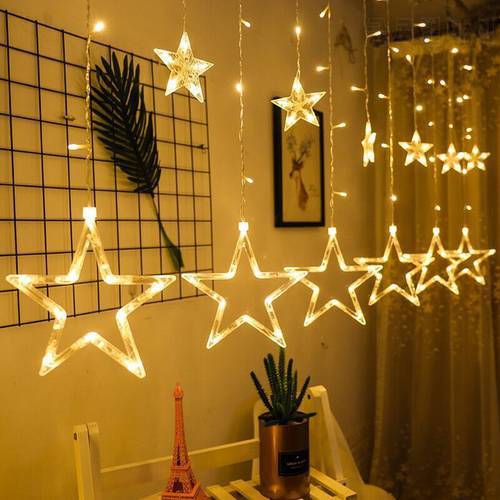Star String Lights Led Christmas Garland Fairy Curtain Light 2.5M Outdoor Indoor for Bedroom Home Party Wedding Ramadan Decor