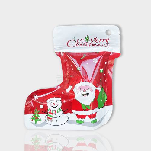 5pcs Christmas Socks Gift Bag Christmas Tree Hanging Socks Festival Apple Gift Candy Bags Snowman Xmas Party Fireplace Decor