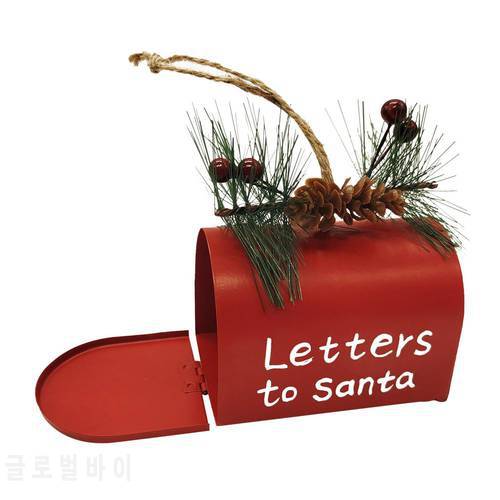 Christmas Xmas Tree Pendant Metal Red Mailbox Hanging Letters for Santa Party Ornaments Christmas Decoration 2022 Noel Navidad