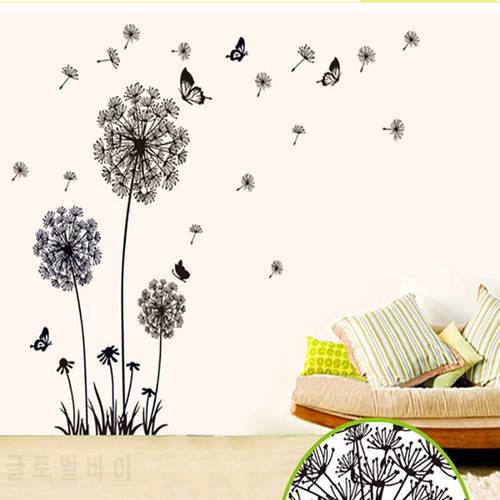 1 PCS Butterfly Flying In Dandelion Bedroom Living Room Decoration Stickers PVC Wall Stickers Home Decor Backdrop