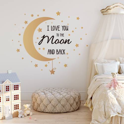Romantic Moon Stars Wall Stickers for Bedroom Living room Wall Decor Removable Vinyl PVC Wall Decals Sticker on Wall Home Decor